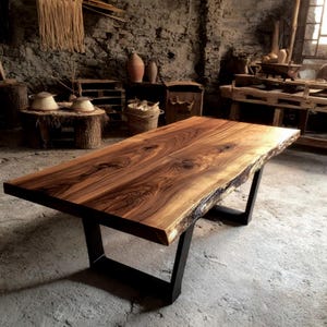 Natural Edge Walnut Dining Table, Handmade Solid Wood Table, Custom Kitchen Furniture, Rustic Wood Table