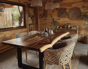 Solid Walnut Dining Table, Handmade Wood Table, Custom Size Kitchen Table, Modern Dining Room Furniture