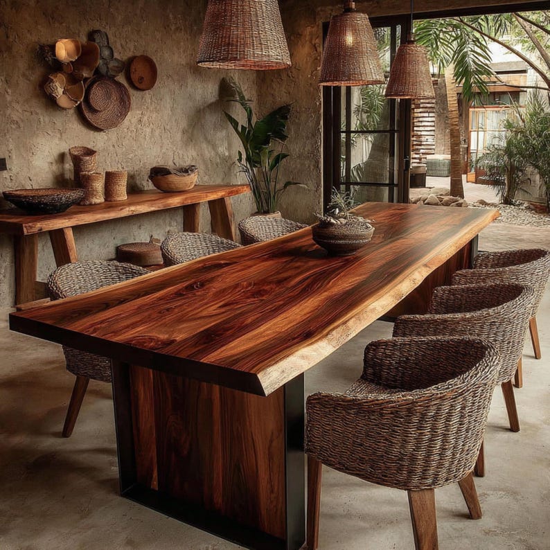 Natural Solid Walnut Table, Custom Handmade Dining Table, Modern ...