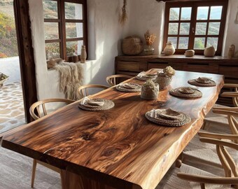 Solid Walnut Dining Table, Live Edge Dining Table, Handmade Solid Wood Table, Rustic Kitchen Table, Custom Walnut Furniture, Wood Table
