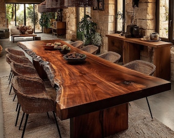 Live Edge Solid Walnut Table, Handmade Dining Furniture, Custom Kitchen Table, Natural Rustic Wood Table
