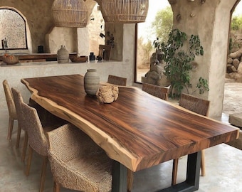 Handmade Walnut Dining Table, Solid Wood Furniture, Custom Kitchen Table, Modern Farmhouse Dining Table