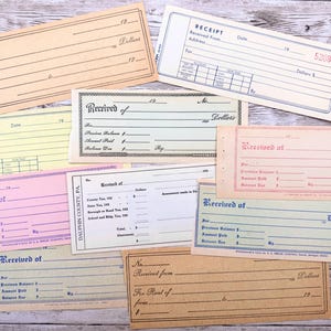 10 verschiedene unbenutzte Zahlungs- und Mietquittungen | 1920er-1980er Jahre Blankoscheck Quittungen | Ephemera für Collage und Junk Journaling