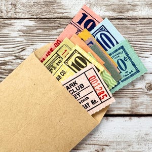 12 Vintage & Antique Coupon Book Tickets: Different 1910s-60s Colorful Coupons, Rainbow Ephemera