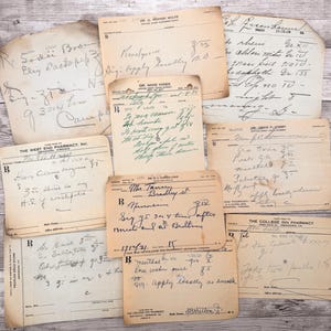 10 ricette mediche manoscritte d'epoca / Ricette mediche autentiche degli anni '20 e '30 / Ricette mediche per collage e diari di viaggio