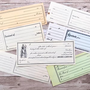 7 verschiedene unbenutzte Zahlungs- und Mietquittungen | 1930er-1980er Jahre Blankoscheck Quittungen | Ephemera für Collage und Junk Journaling