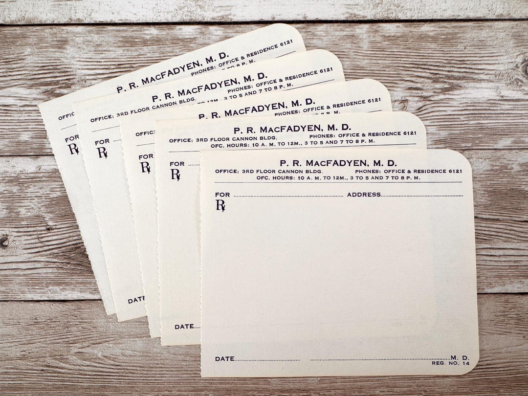 5 Vintage Unused Medical Prescription Forms | Authentic 1930s Blank ...