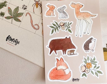 Sticker sheet with the cutest little forest animals