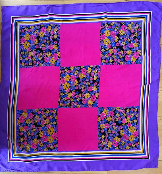 1980s Oversized Floral Patchwork Headscarf