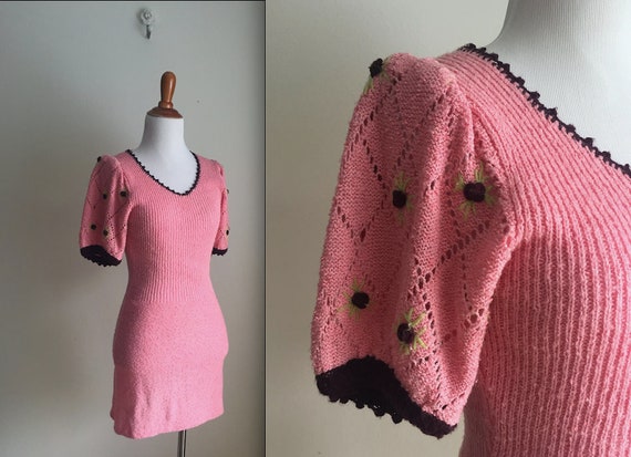 1970s Puff-Sleeve Mini Dress