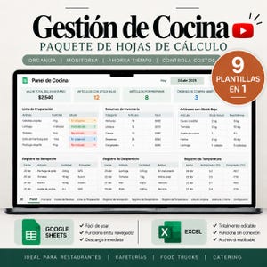 Plantillas Excel para Restaurantes / Inventario, Costeo de Recetas y Gestión de Cocina / Google Sheets