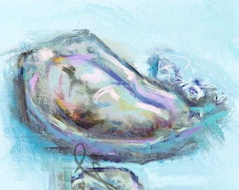 Oyster Painting- Oyster Art, Oyster, Coastal Decor, Beach Decor, Seaside Decor, Seafood, Seafood Art, Oyster Print, Oyster Canvas