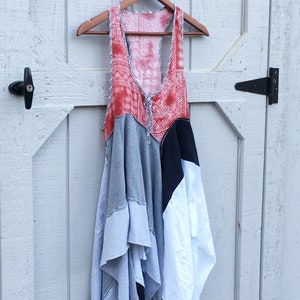 Lagenlook- Tank, Summer Tunic, Tank Tunic, Summer Top, Medium, Red Tunic, Upcycled Clothing, Recycled Clothing, Upcycled Top, Upcycled Shirt image 7