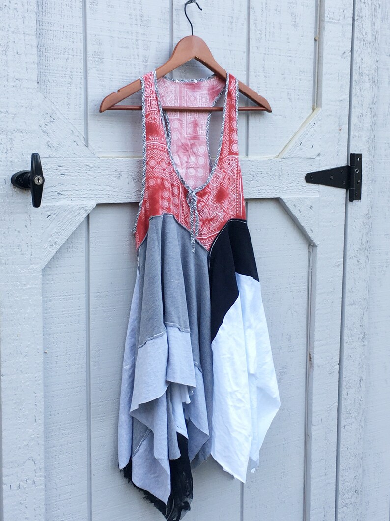 Lagenlook- Tank, Summer Tunic, Tank Tunic, Summer Top, Medium, Red Tunic, Upcycled Clothing, Recycled Clothing, Upcycled Top, Upcycled Shirt image 7