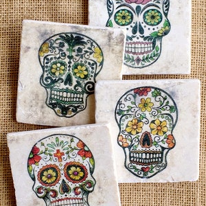 Day of the Dead- Sugar Skull, Day of the Dead Decor, Decoration, Gift, Coaster, Coaster Set, Skull