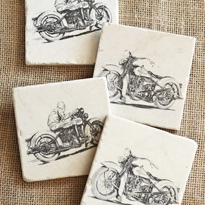 Motorcycle Coasters, Motorcycle Decor, Motorcycle Tile, Man Cave Decor, Biker Decor, Motorcyle Gift, Biker Gift, Absorbent Coaster, Trivet image 1