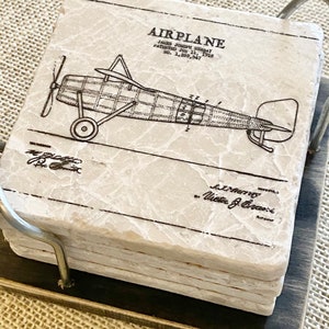 Airplane Decor Vintage Airplane, Pilot Gift, Pilot Decor, Flying Gift, Airplane Gift, Plane Tile, Plane Gift, Plane Decor, Coaster, Trivet image 2