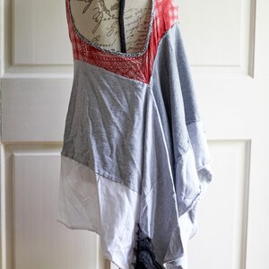 Lagenlook- Tank, Summer Tunic, Tank Tunic, Summer Top, Medium, Red Tunic, Upcycled Clothing, Recycled Clothing, Upcycled Top, Upcycled Shirt image 3