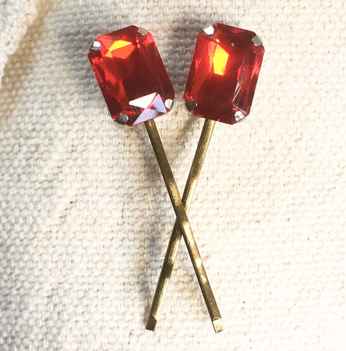 Rhinestone Hair Pin Fancy Bobby Pin Gem Hair Pin Red Etsy