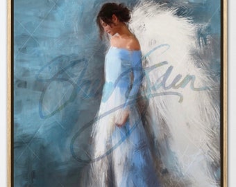 Peinture ange - ange, ange gardien, art ange, cadeau ange gardien, impression ange, foi, déco ange, cadeau ange, art inspirant