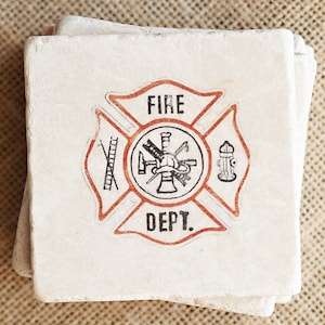 Firefighter- Coasters, Firefighter Decor, Firefighter Gift, Fireman ...