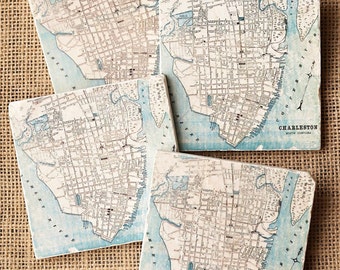 Charleston- Charleston Map, Charleston Decor, Charleston Gift, Home Decor, Coaster, Tile, Charleston SC, Trivet, Charleston Trivet,