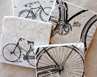 Coaster- Coaster Set, Stone Coaster, Coaster Set, Coaster Gift, Tile Coaster, Marble Coaster, Bike Lover, Bicycle Gift, Cycling Gift, Bike