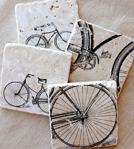Coaster- Coaster Set, Stone Coaster, Coaster Set, Coaster Gift, Tile Coaster, Marble Coaster, Bike Lover, Bicycle Gift, Cycling Gift, Bike