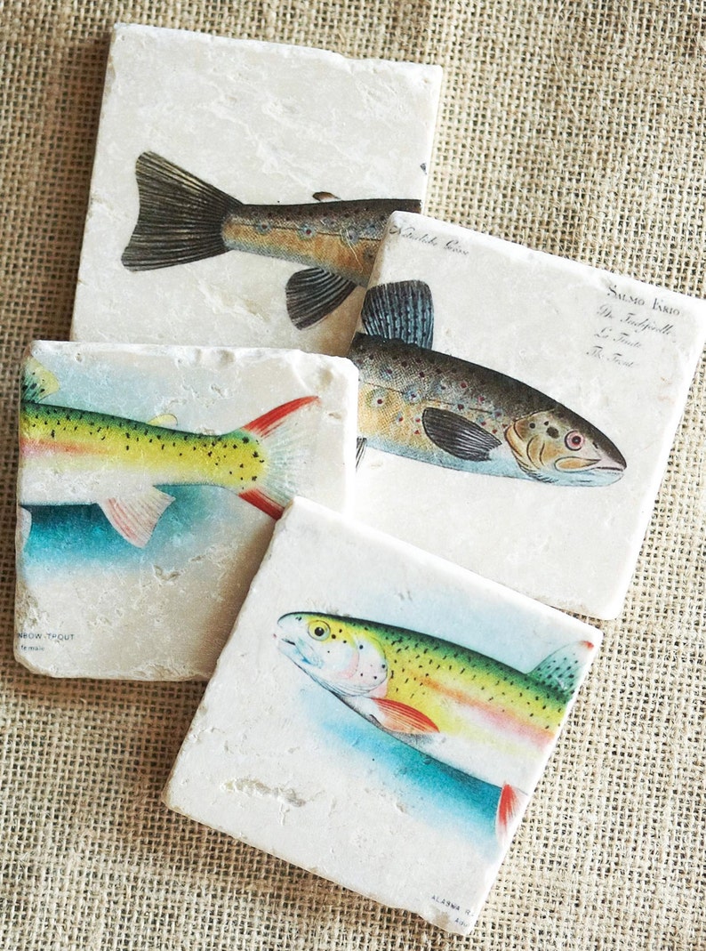 Trout Coasters Cabin Decor Trout Decor Fish Decor Cabin Etsy