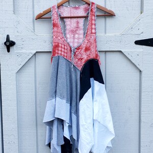 Lagenlook- Tank, Summer Tunic, Tank Tunic, Summer Top, Medium, Red Tunic, Upcycled Clothing, Recycled Clothing, Upcycled Top, Upcycled Shirt image 5