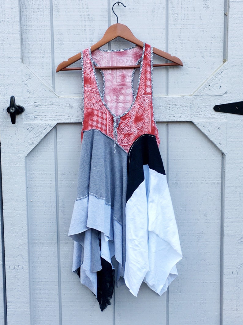 Lagenlook- Tank, Summer Tunic, Tank Tunic, Summer Top, Medium, Red Tunic, Upcycled Clothing, Recycled Clothing, Upcycled Top, Upcycled Shirt image 5