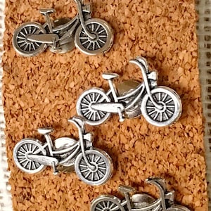 Bike Decor- Bike, Bicycle, Bike Office, Thumbtack, Silver Plated Bicycle, Bike Gift, Bicycle Gift, Push Pin, Cork Board, Bicycle Office Gift