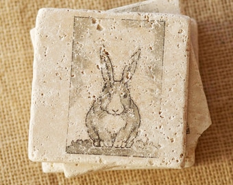 Spring Decor- Coasters, Rabbit Decor, Bunny Decor, Easter Decor, Garden Decor, Rabbit Gift, Bunny Gift, Spring Gift, Garden Gift, Tile