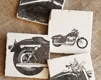 Motorcycle, Coasters- Motorcycle, Home, Decor- Harley, Decor, Hog, Chopper, Biker, Mens, Gift, Gift for, Man, Cave, Harley, Gift, Idea