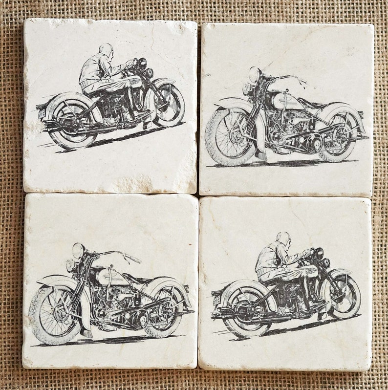 Motorcycle Coasters, Motorcycle Decor, Motorcycle Tile, Man Cave Decor, Biker Decor, Motorcyle Gift, Biker Gift, Absorbent Coaster, Trivet image 2