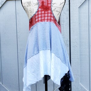 Lagenlook- Tank, Summer Tunic, Tank Tunic, Summer Top, Medium, Red Tunic, Upcycled Clothing, Recycled Clothing, Upcycled Top, Upcycled Shirt image 6