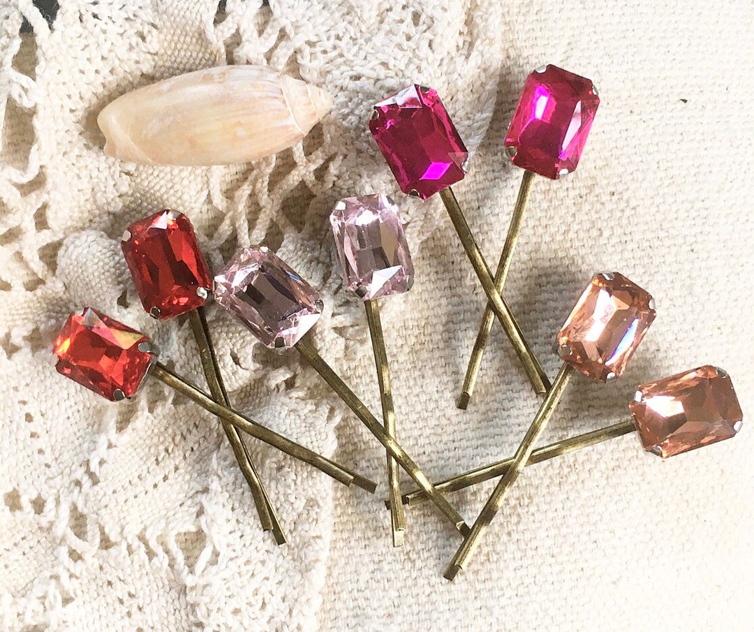 Rhinestone Hair Pin- Fancy, Bobby Pin, Gem, Hair Pin, Red Bobby Pin ...