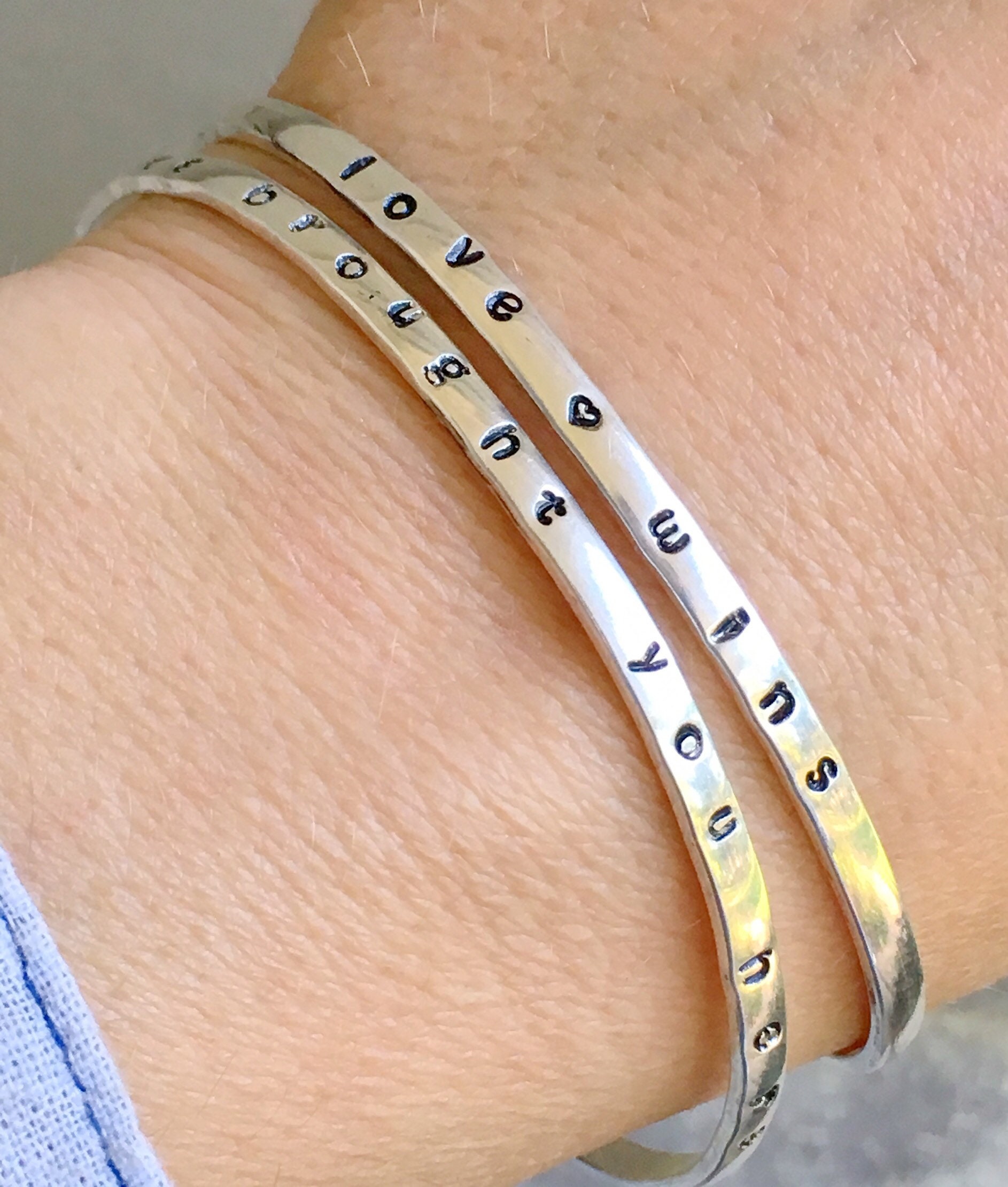 Mantra Bracelet Mantra Bangle Bracelet Silver Etsy