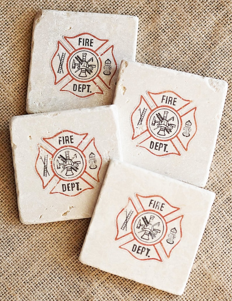 Firefighter- Coasters, Firefighter Decor, Firefighter Gift, Fireman ...