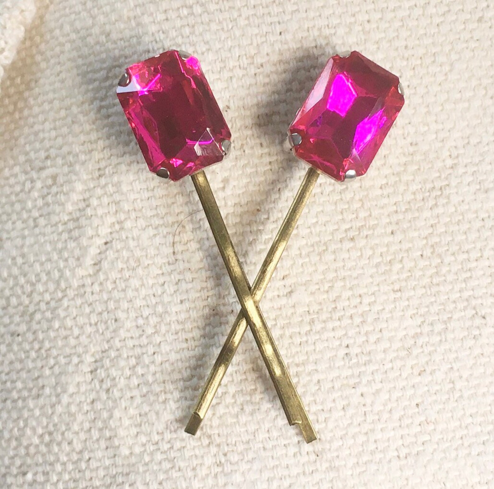 Rhinestone Hair Pin Fancy Bobby Pin Gem Hair Pin Red Etsy