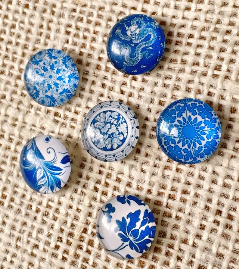 Cork Board Push Pin Decorative Thumbtacks Blue Porcelain Etsy