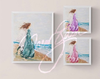 Angel Art- Angel Painting. Angel, Believer, Faith, Inspirational Art, Coastal Art, Angel Decor, Faith Gift, Girls Room