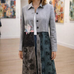 Couture- Jacket, Unique Clothes, Upcycled Duster, Upcycled Clothes, Repurpose Clothes, Artsy Jacket, Boho Duster, Eco Duster, One of a Kind