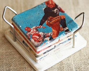 Coaster Holder- Coasters, Wood Coaster Holder, Stainless, Coaster Display, Coaster Gift, Coaster Stand, Drink Coaster, Stone Coaster