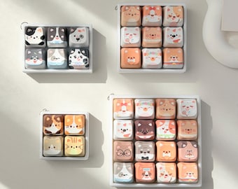 Custom Cat Dog Keycap Fidget Toy, Mechanical Keyboard Clicker Keychain, 1-16 Keys