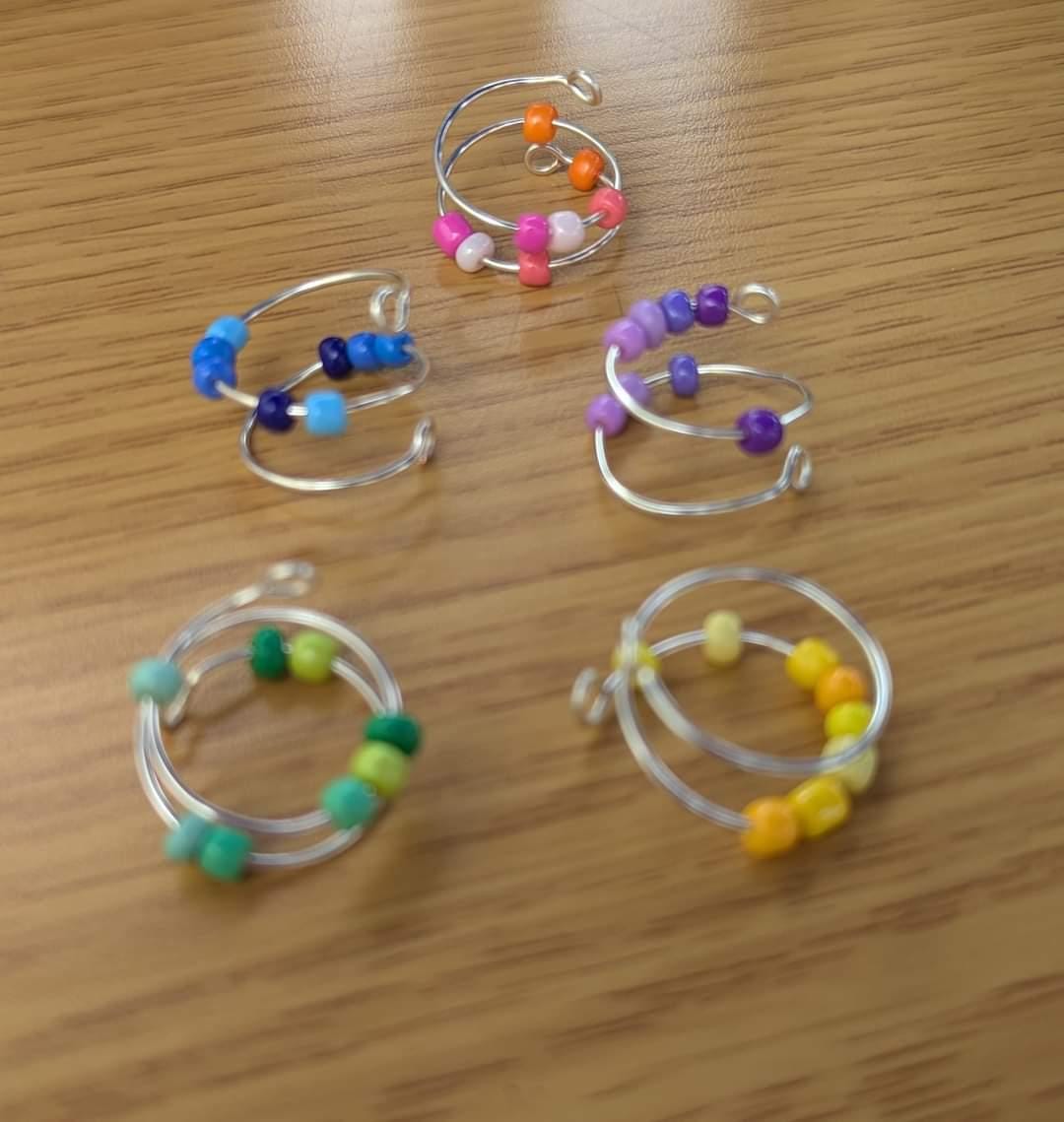 Fidget Ring, Anxiety Ring, Stress Ring, Wire Wrapped Ring, Beaded Ring ...