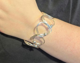Silver Plated Anxiety Bracelet: Beaded Fidget Bangle