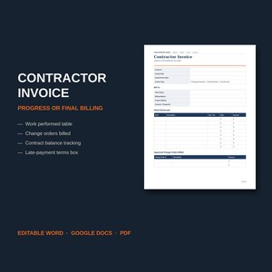Contractor Invoice Template: Progress Billing Invoice
