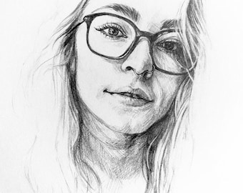 Custom Portrait Illustration Drawing Pencil Graphite from Photo 9"x12"