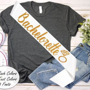 Future Mrs Sash Bride To Be Sash Bachelorette Sash Personalized Custom Bridal Shower Gift Gold & Rose Gold Glitter Text image 6